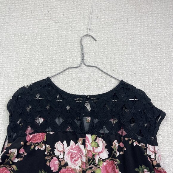 Faith and Joy Los Angeles Women's 3X Floral Roses AOP Lace Yoke Knit Top Blouse - Picture 10 of 11